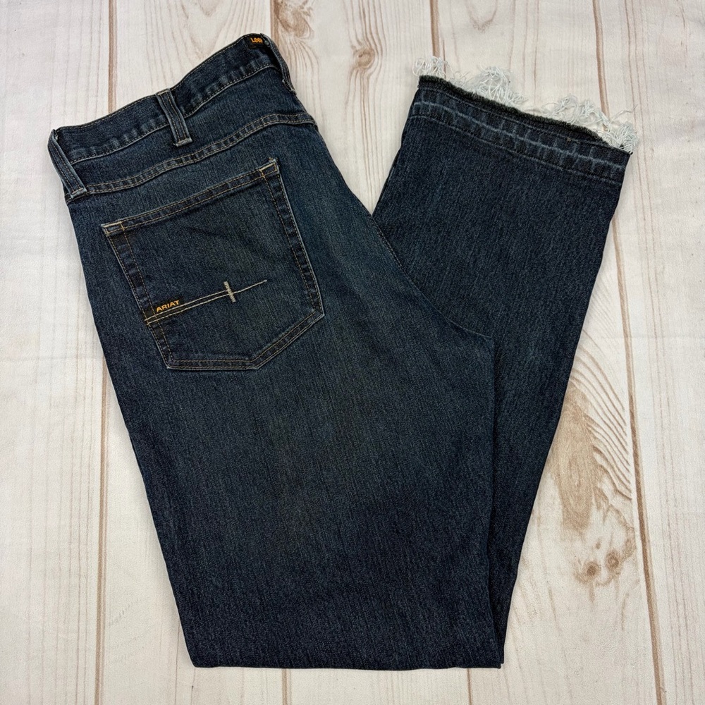 Ariat Rebar M5 Straight Leg Jeans Raw Hem Med/Dark Blue Sz 40x32 - Picture 13 of 16